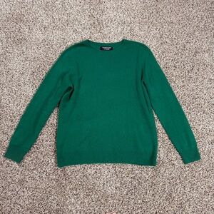 Chanyarn Merino Wool Sweater Women’s Large Green Minimalist Mock Neck Top